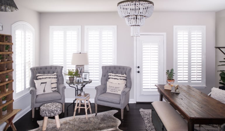 Plantation shutters in a Fort Myers living room